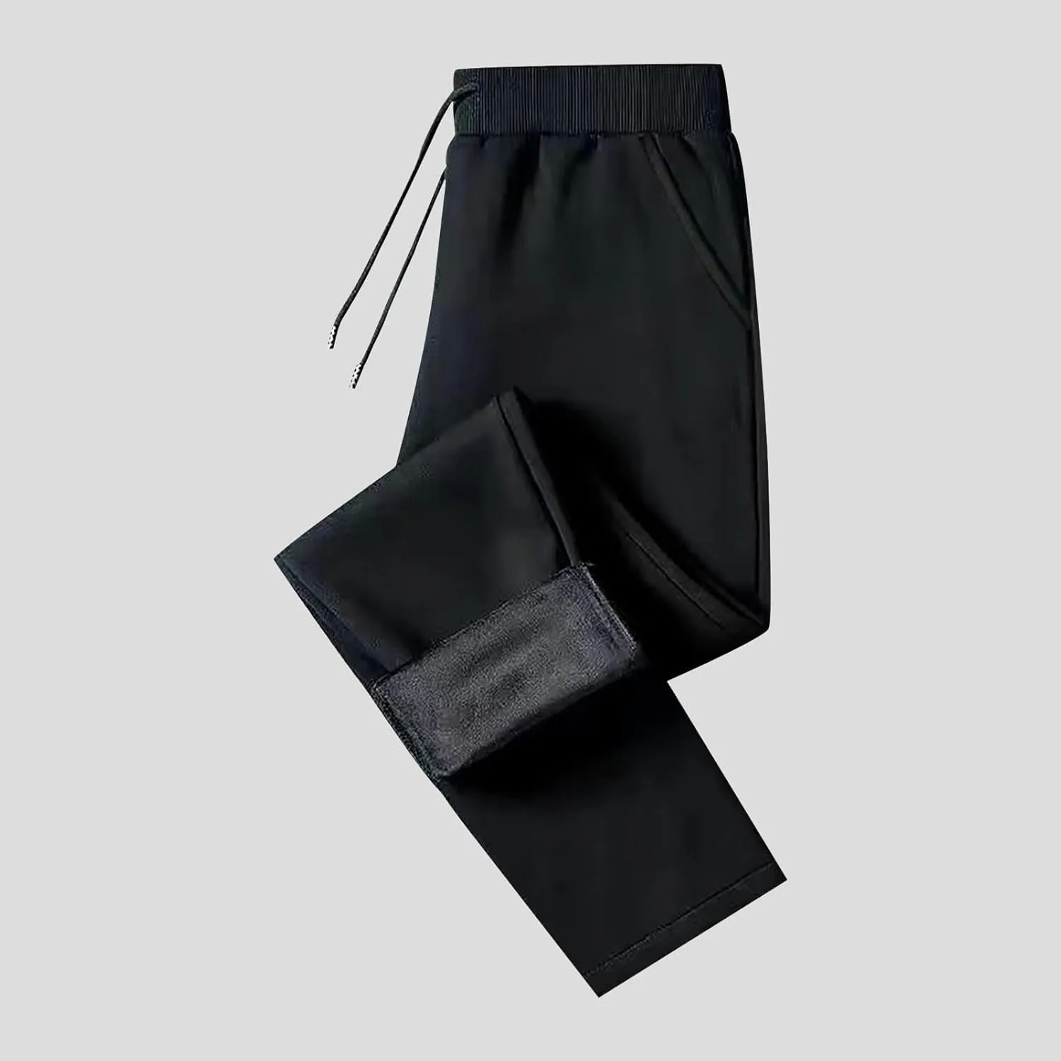 2 Pack Fleece Lined Sweatpants for Men - ZHIFANXN Joggers with Pockets High Waisted Thermal Winter Warm Pants for Snow