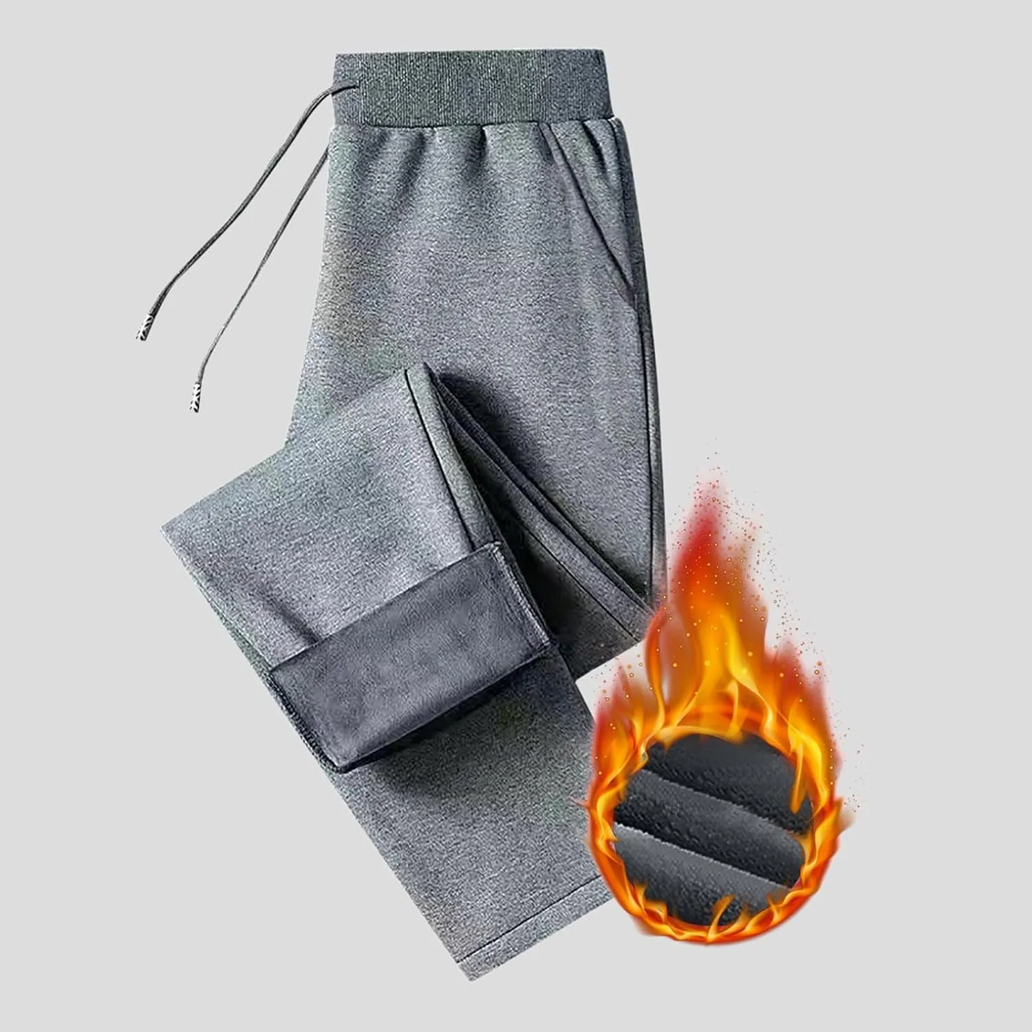 2 Pack Fleece Lined Sweatpants for Men - ZHIFANXN Joggers with Pockets High Waisted Thermal Winter Warm Pants for Snow