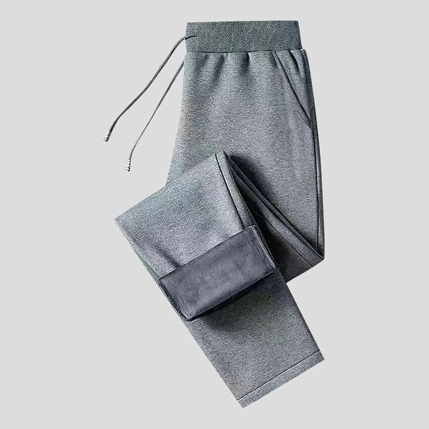 2 Pack Fleece Lined Sweatpants for Men - ZHIFANXN Joggers with Pockets High Waisted Thermal Winter Warm Pants for Snow
