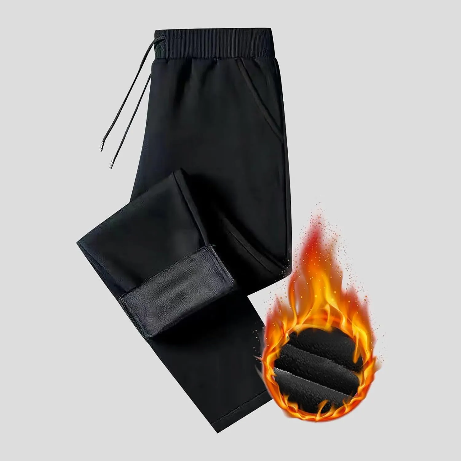 2 Pack Fleece Lined Sweatpants for Men - ZHIFANXN Joggers with Pockets High Waisted Thermal Winter Warm Pants for Snow