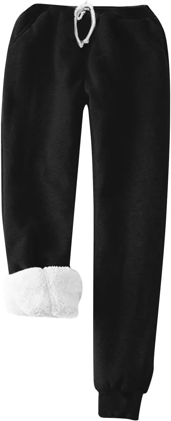 2 Piece Lounge Set Women Funny Letter Print Fleece Crewneck Sweatshirt Sherpa Lined Jogger Soft Warm Sweatpant 2024