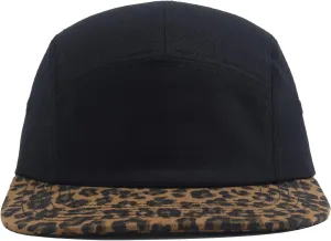 5 Panel Baseball Cap Leopard Print Flat Brim Hat Vintage Snapback Hats for Men Hip Hop Street Style Skateboard Hat