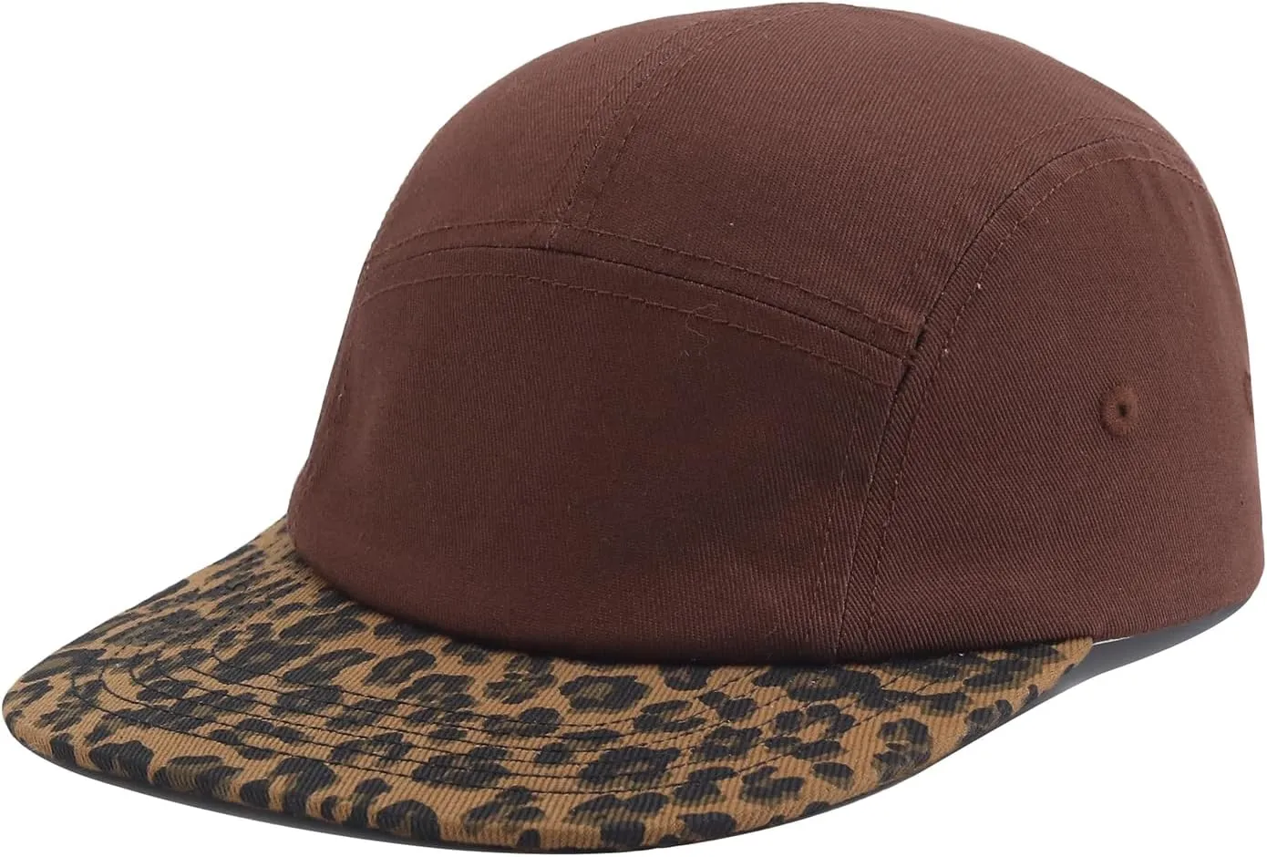 5 Panel Baseball Cap Leopard Print Flat Brim Hat Vintage Snapback Hats for Men Hip Hop Street Style Skateboard Hat