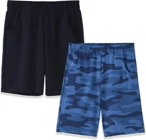 ACESTAR Boys Camouflage Athletic Shorts - Quick Dry Active Youth Printed Camo Core Mesh Sport Shorts with Pockets