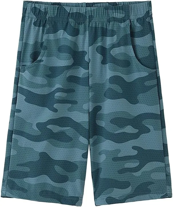 ACESTAR Boys Camouflage Athletic Shorts - Quick Dry Active Youth Printed Camo Core Mesh Sport Shorts with Pockets