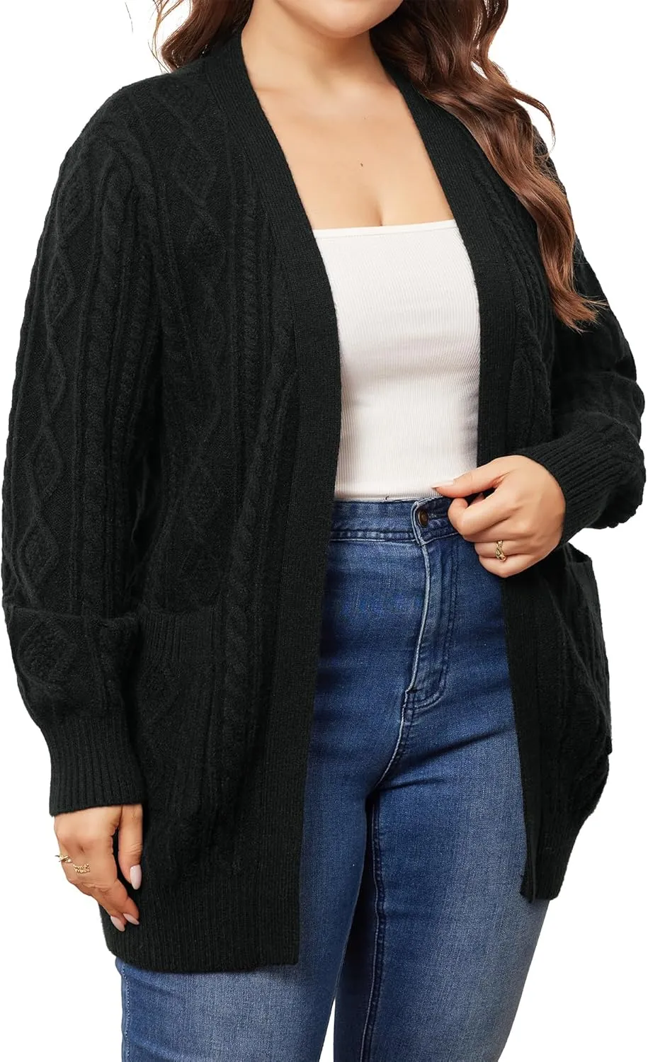 Agnes Orinda Cardigan Sweaters for Women 2025 Plus Size Lightweight Long Sleeve Open Front Sweaters with Pockets