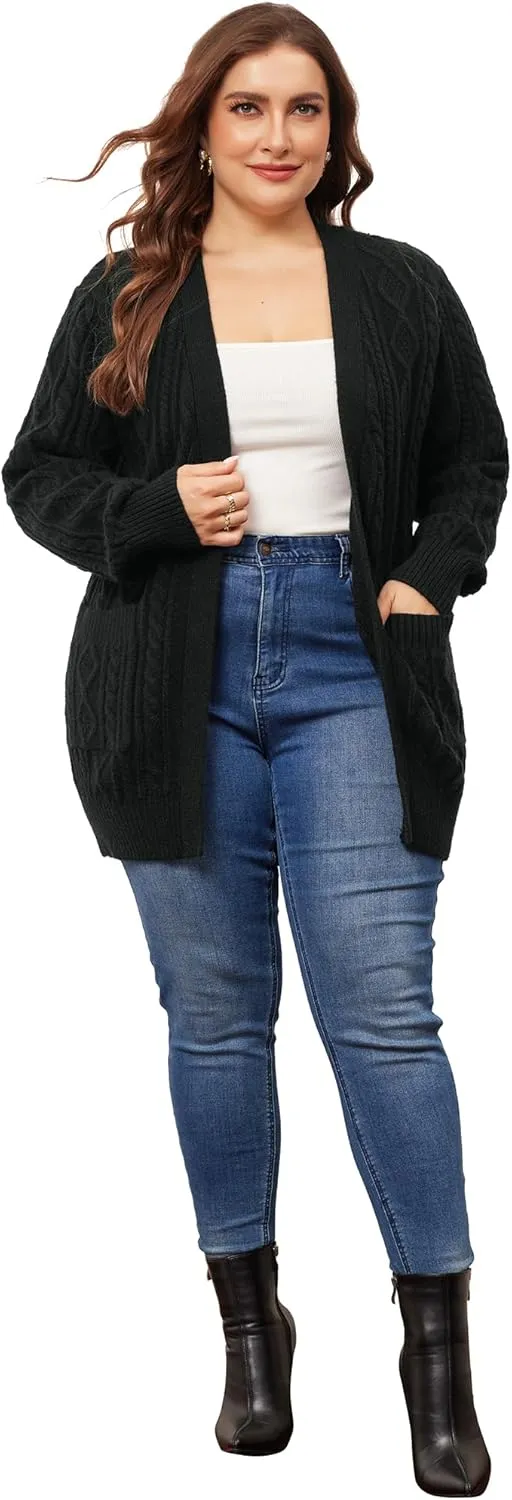 Agnes Orinda Cardigan Sweaters for Women 2025 Plus Size Lightweight Long Sleeve Open Front Sweaters with Pockets