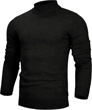 Alimens & Gentle Mens Half Turtleneck Long Sleeve Pullover Basic Casual Undershirt Stretch Slim Fit Sweaters Black