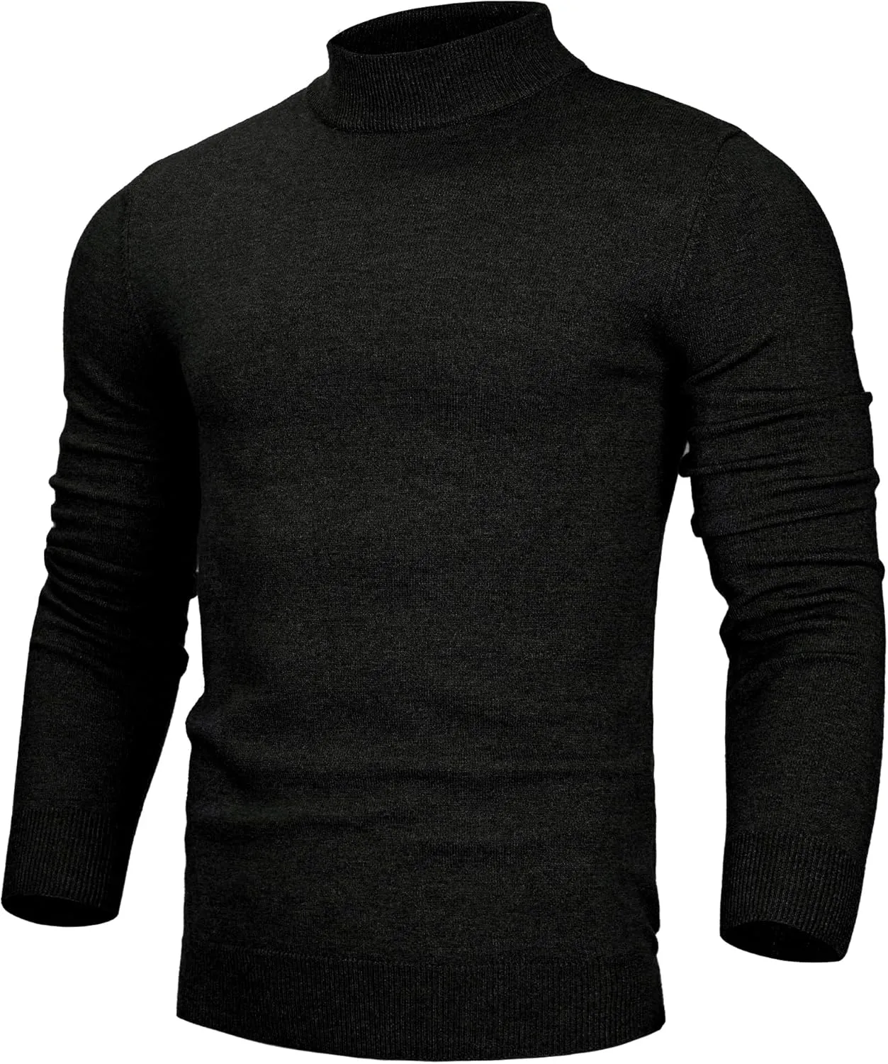 Alimens & Gentle Mens Half Turtleneck Long Sleeve Pullover Basic Casual Undershirt Stretch Slim Fit Sweaters Black