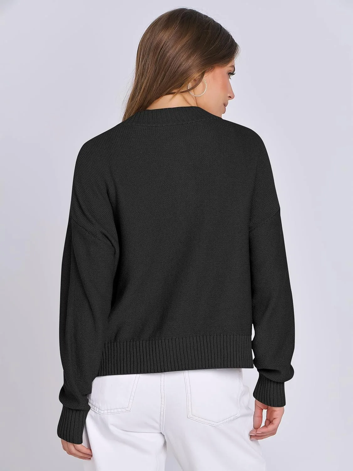 ANRABESS Women Knit Cardigans Sweater Open Front Button Down Long Sleeve Cropped Lady Jacket Outwear 2025 Spring Outfits