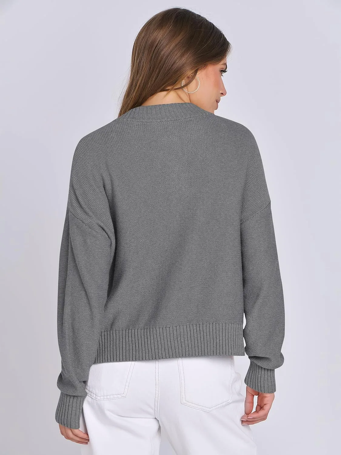 ANRABESS Women Knit Cardigans Sweater Open Front Button Down Long Sleeve Cropped Lady Jacket Outwear 2025 Spring Outfits