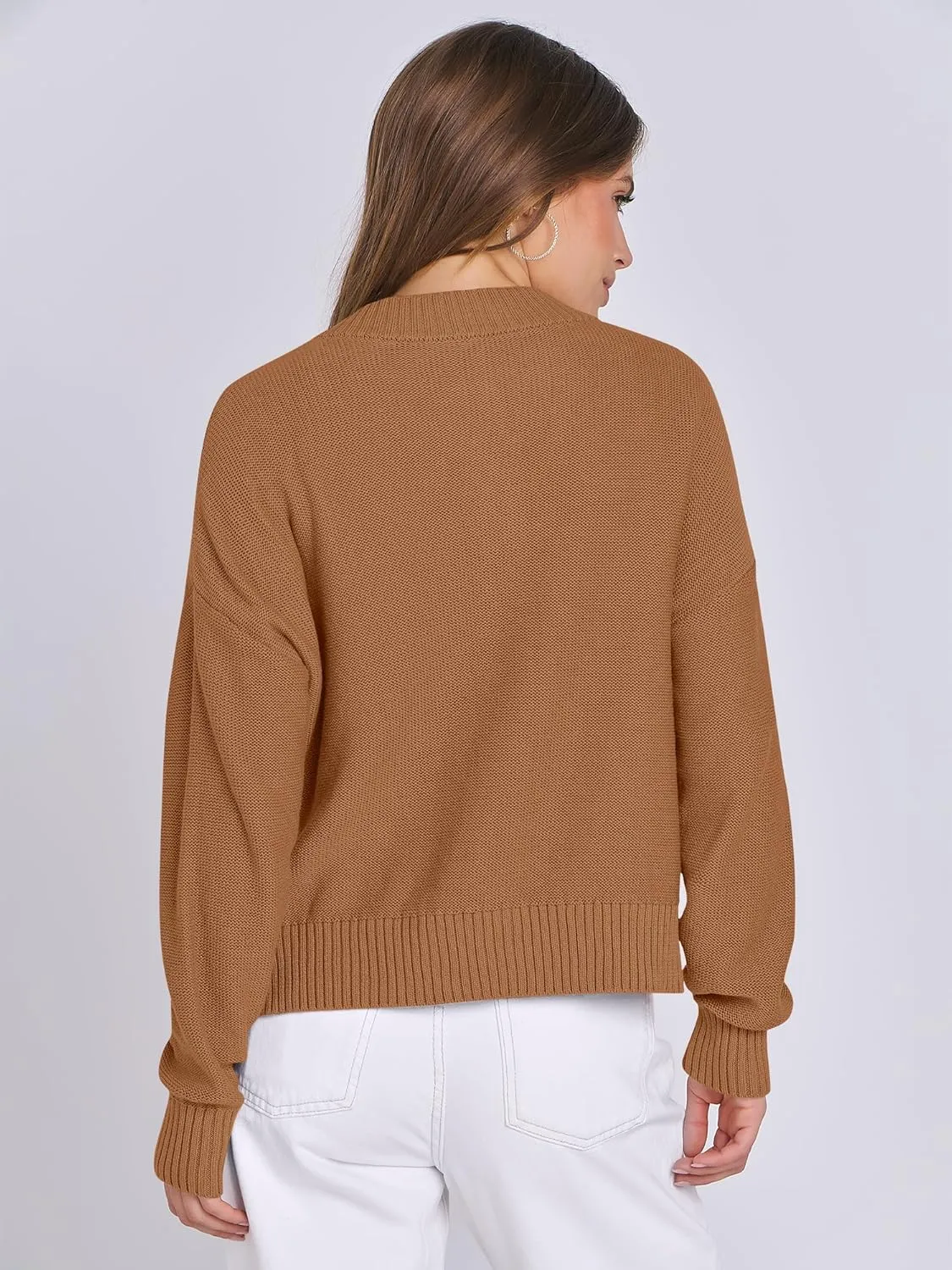 ANRABESS Women Knit Cardigans Sweater Open Front Button Down Long Sleeve Cropped Lady Jacket Outwear 2025 Spring Outfits