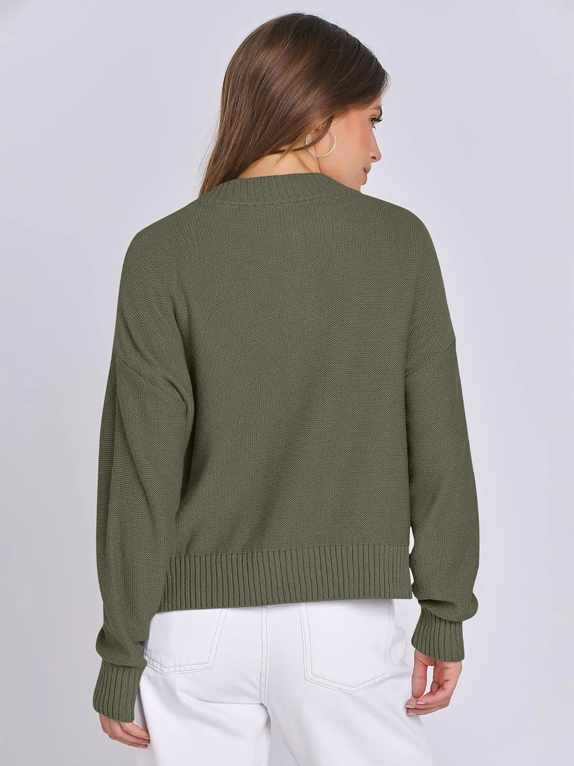 ANRABESS Women Knit Cardigans Sweater Open Front Button Down Long Sleeve Cropped Lady Jacket Outwear 2025 Spring Outfits