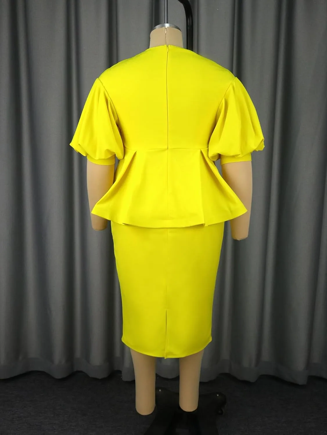 AOMEI Business Suit Sets for Women's 2 Piece Outfits V Neck Peplum Tops Floral Applique Formal Pencil Midi Skirt Suit…