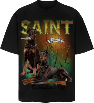 Arnodefrance Unisex Vintage Graphic Tshirt Saint The Handsome Dog Printing Tshirts Rapper Tee Shirt Short Sleeve Shirt
