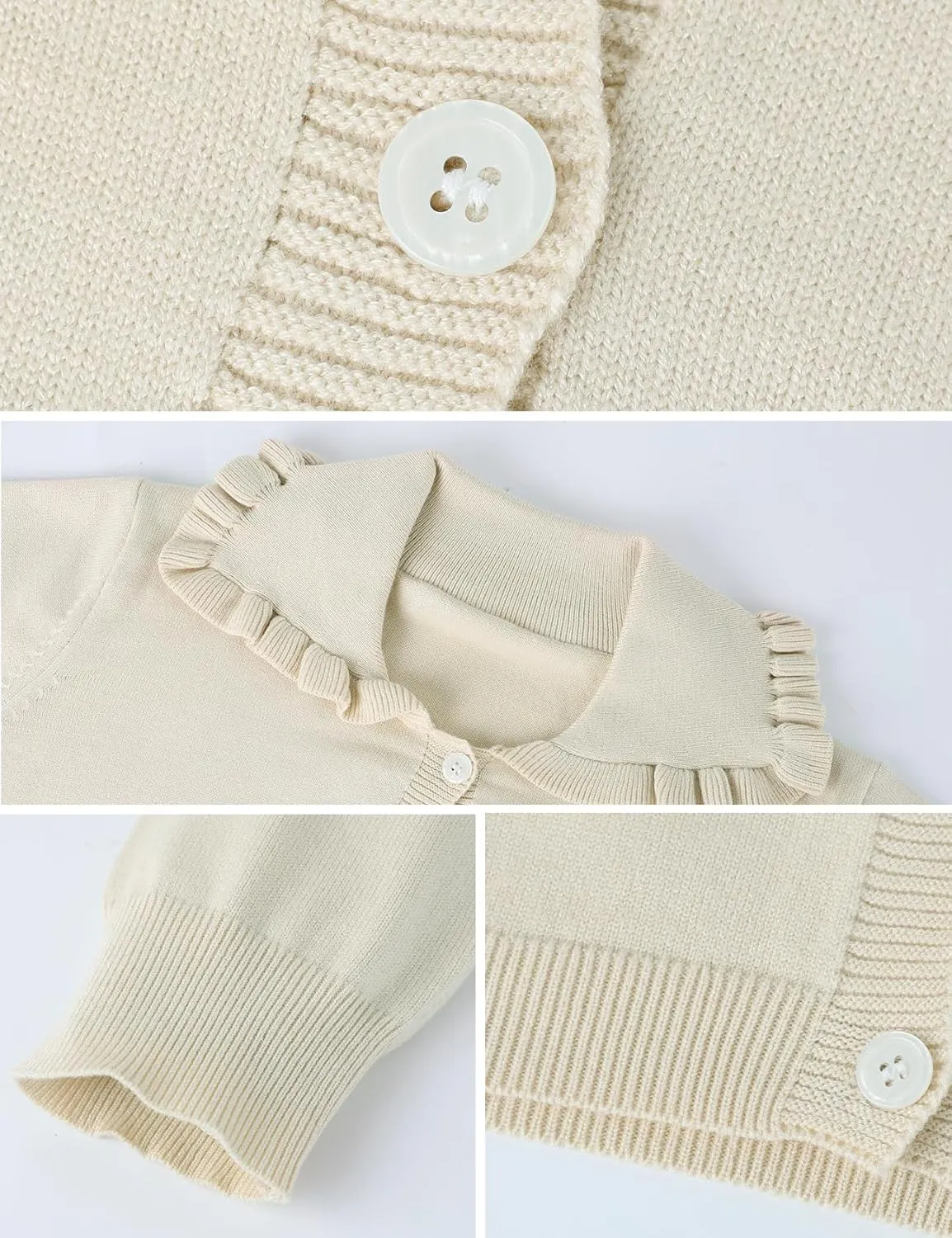 Arssm Womens Ruffle Collar Cardigan Cropped Button Down Open Front Sweaters Knitted Long Sleeve Fall 2025 Elegant Outwear