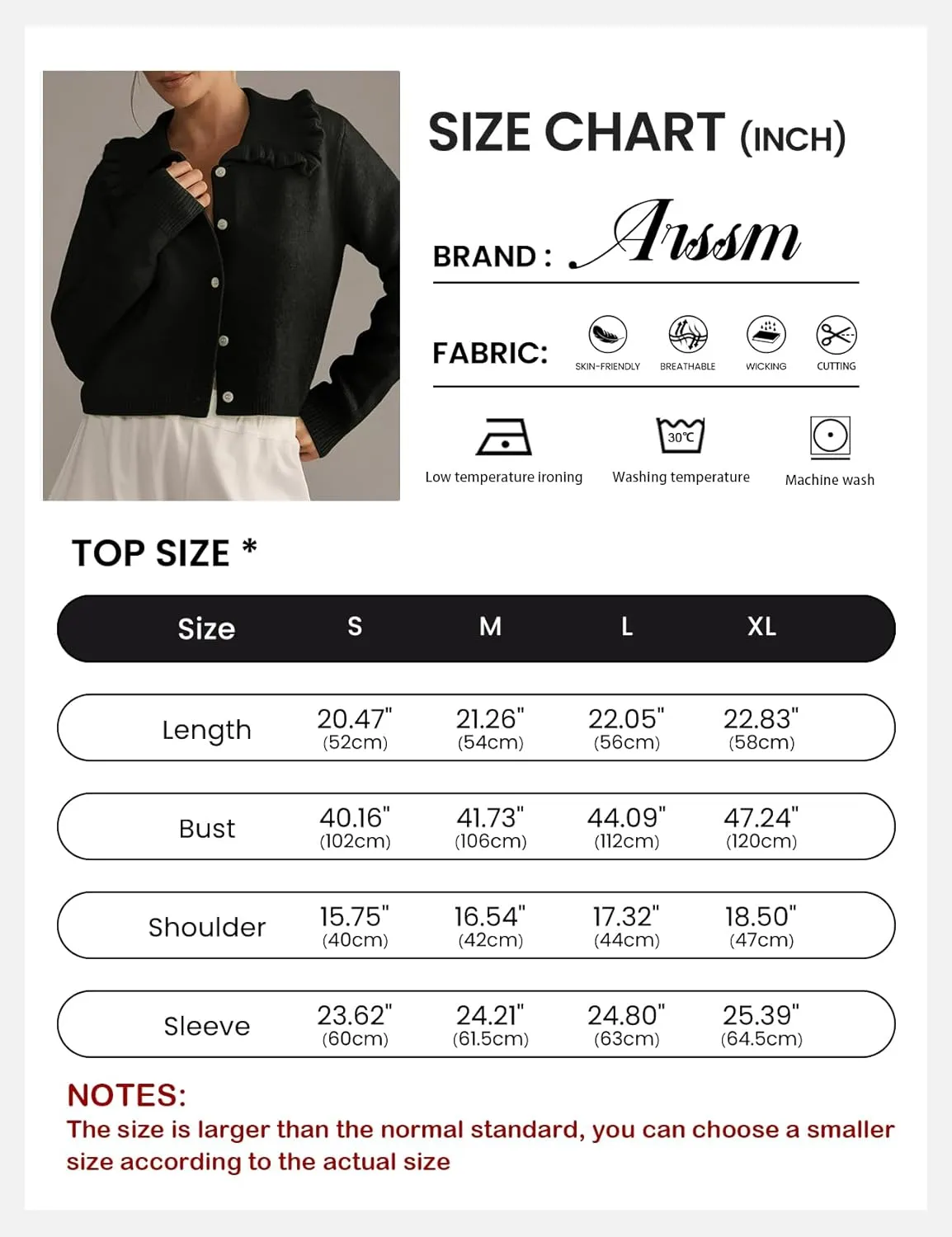 Arssm Womens Ruffle Collar Cardigan Cropped Button Down Open Front Sweaters Knitted Long Sleeve Fall 2025 Elegant Outwear