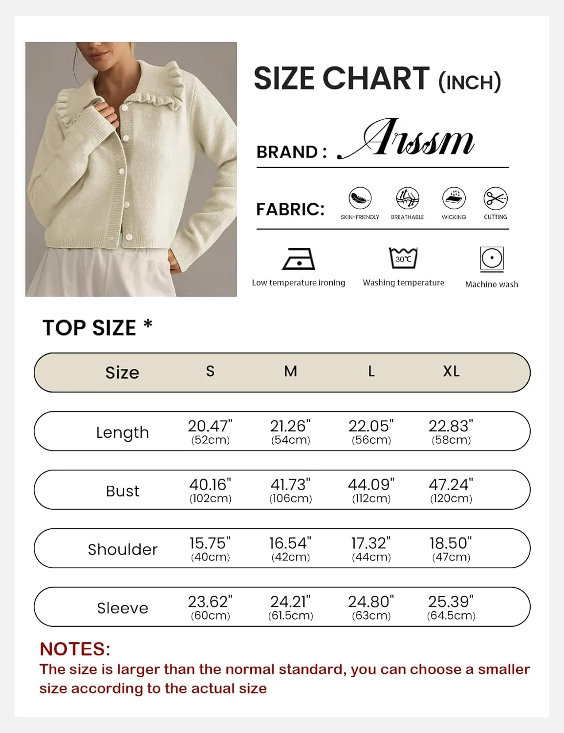 Arssm Womens Ruffle Collar Cardigan Cropped Button Down Open Front Sweaters Knitted Long Sleeve Fall 2025 Elegant Outwear