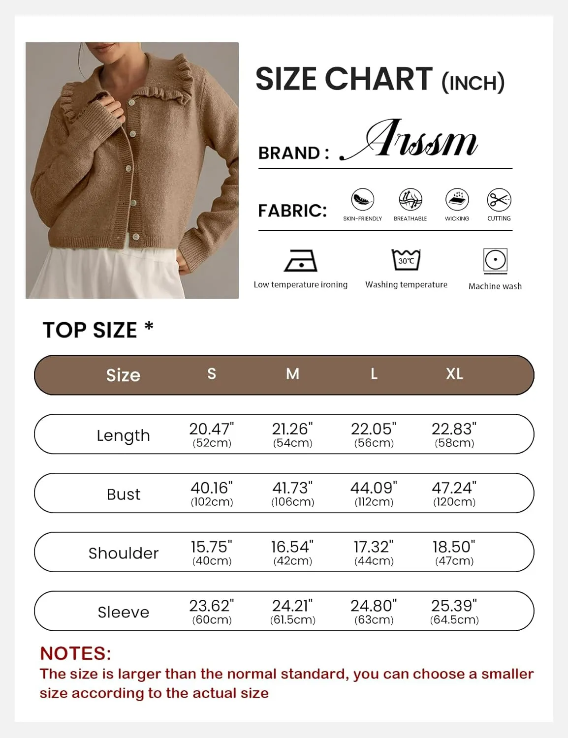 Arssm Womens Ruffle Collar Cardigan Cropped Button Down Open Front Sweaters Knitted Long Sleeve Fall 2025 Elegant Outwear