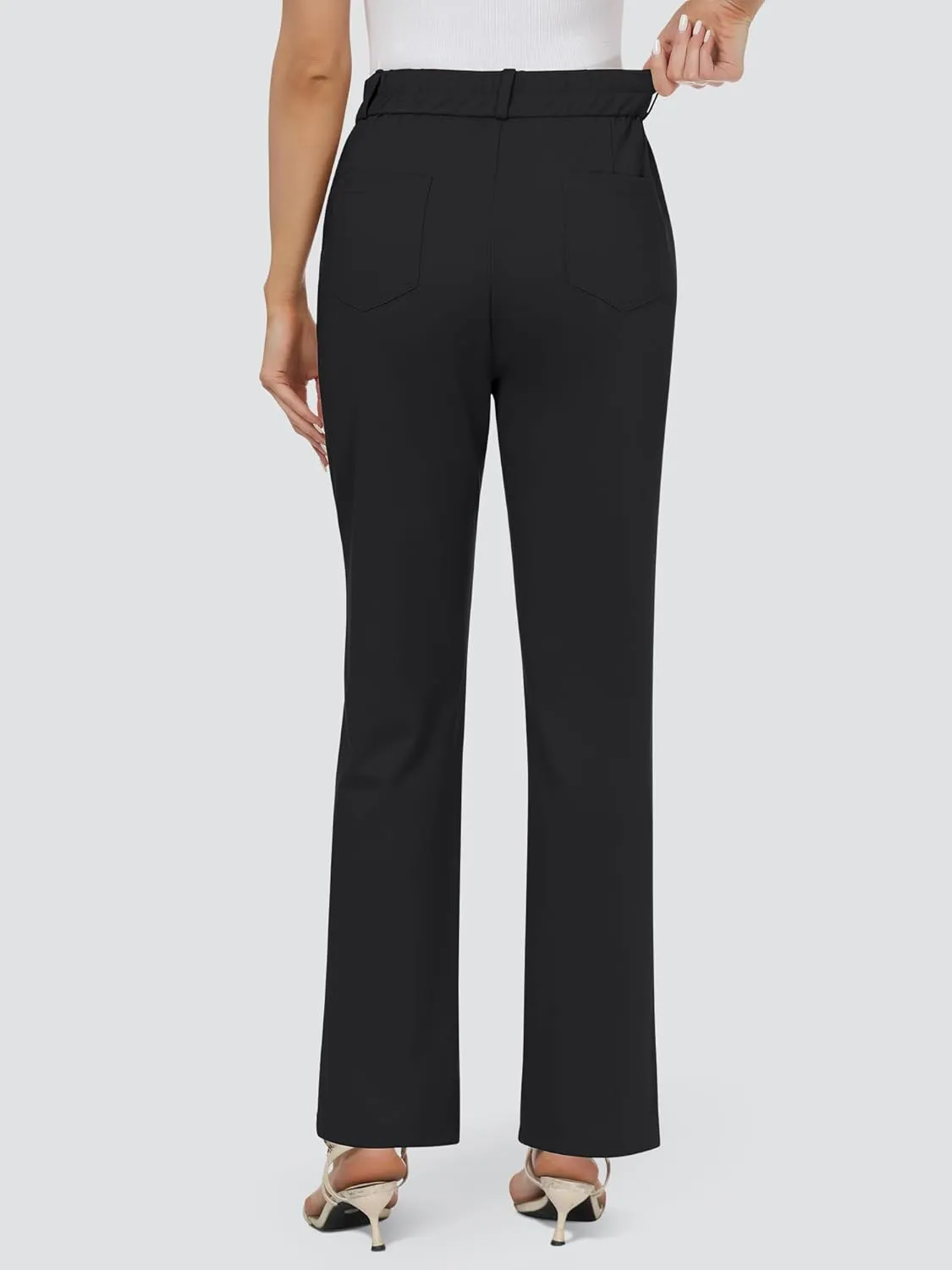 AVAMO Womens Stretchy Work Pants Business Casual Pants Slacks with Pockets High Waisted Straight Leg Office Trousers