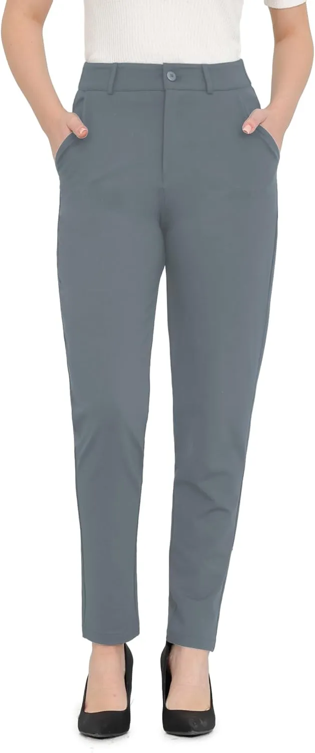 Bamans Womens 27"/29" Dress Pants Work Office Slacks Business Casual Stretch Skinny Leg with Pockets