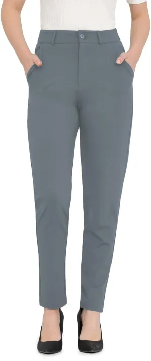 Bamans Womens 27"/29" Dress Pants Work Office Slacks Business Casual Stretch Skinny Leg with Pockets