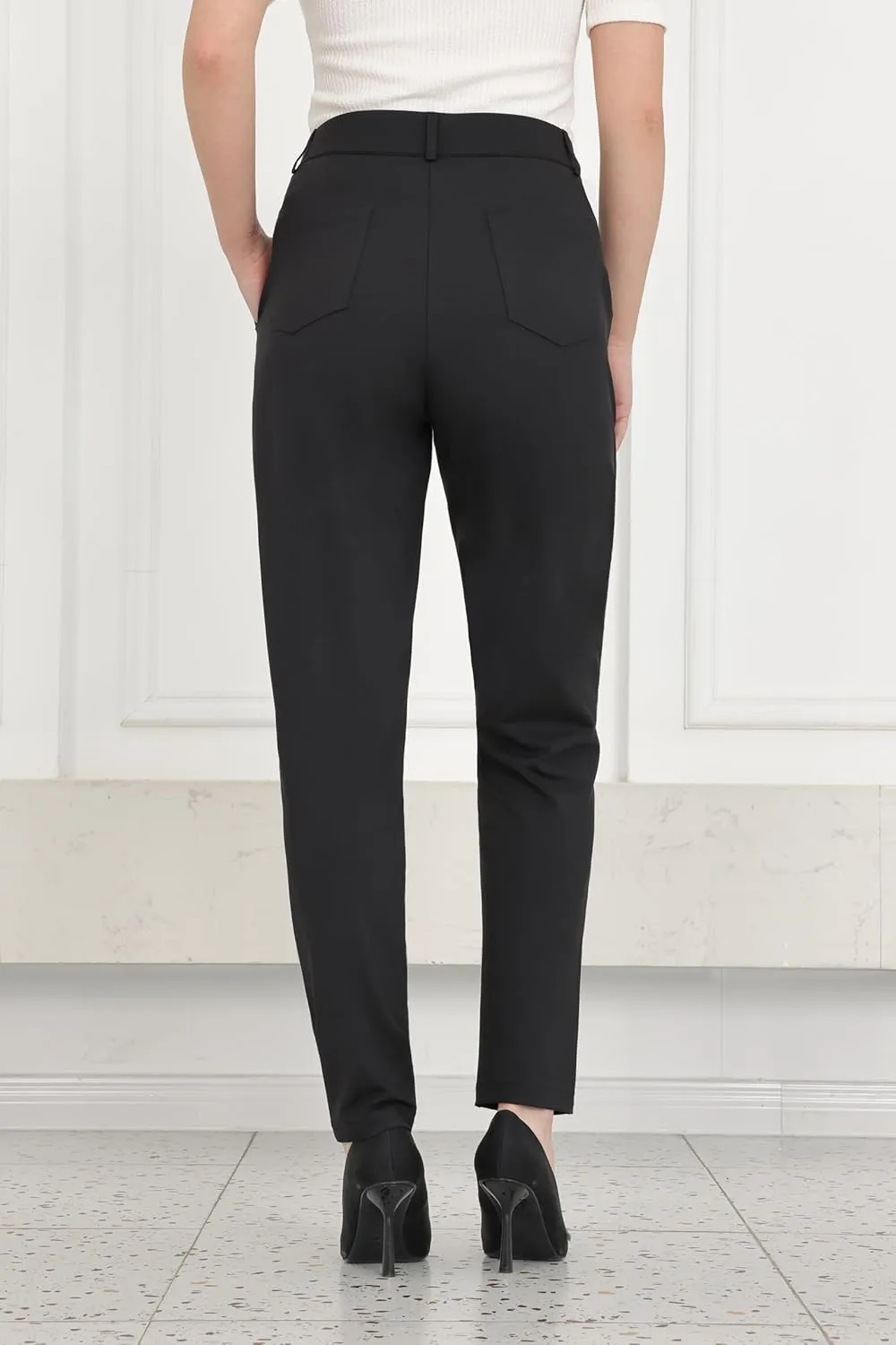 Bamans Womens 27"/29" Dress Pants Work Office Slacks Business Casual Stretch Skinny Leg with Pockets