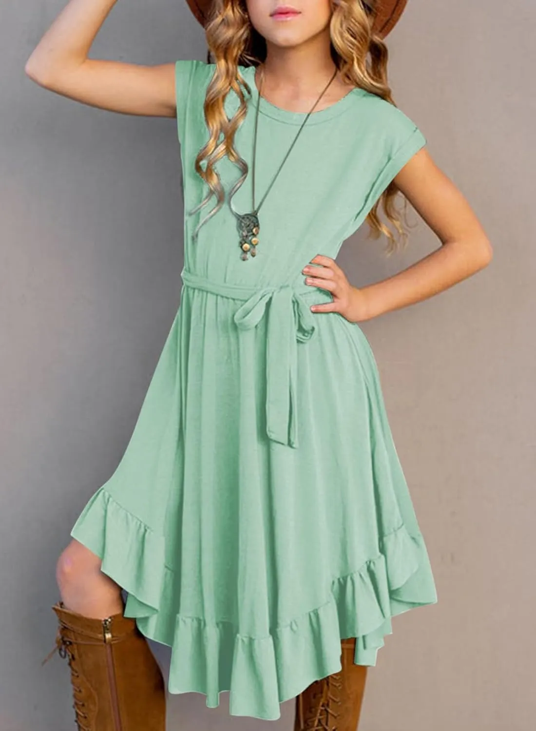 blibean Tween Girl Fashion Swing Dress Boho A-line Dresses 4-13 Years