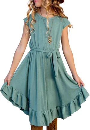 blibean Tween Girl Fashion Swing Dress Boho A-line Dresses 4-13 Years