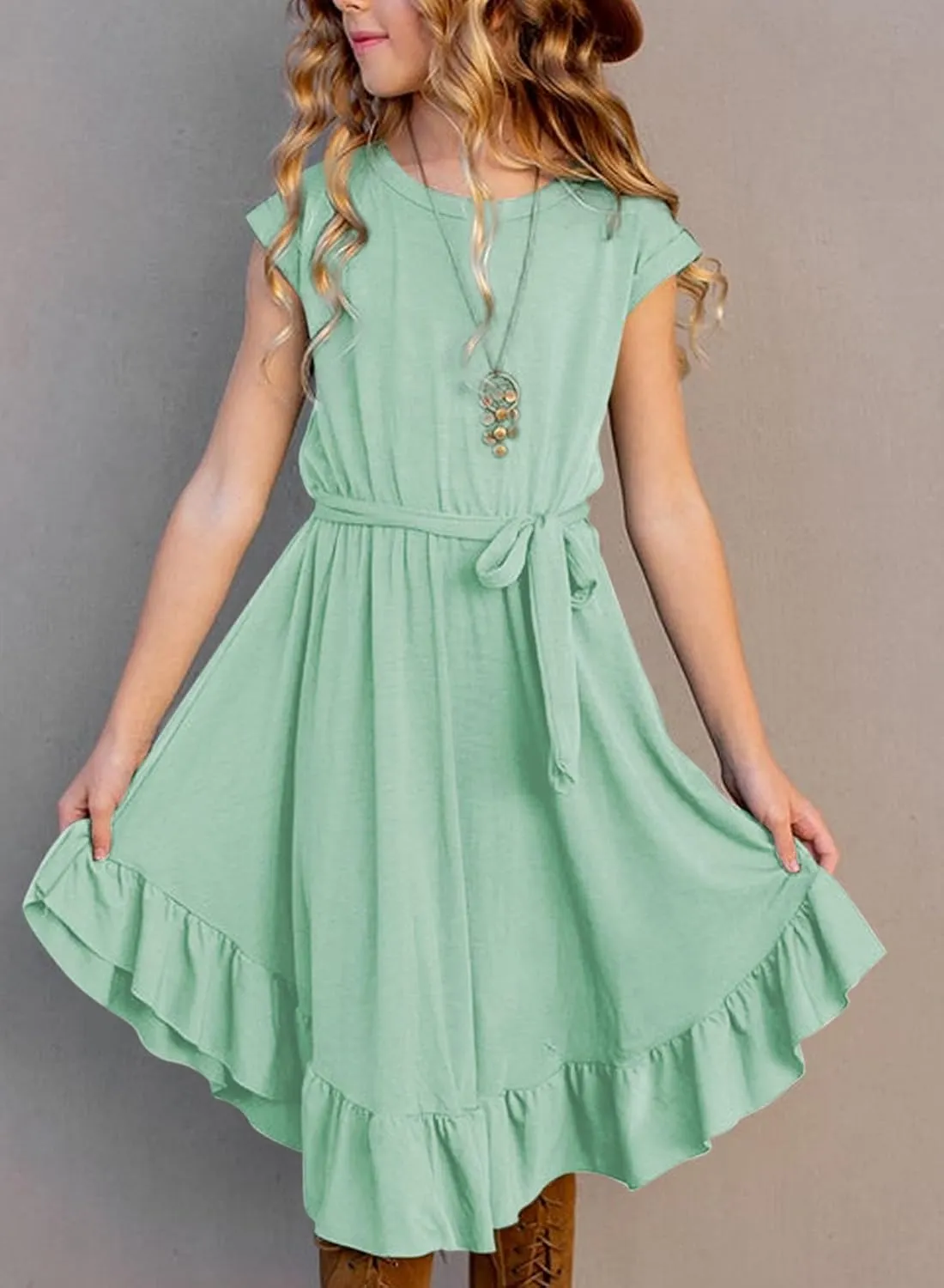 blibean Tween Girl Fashion Swing Dress Boho A-line Dresses 4-13 Years