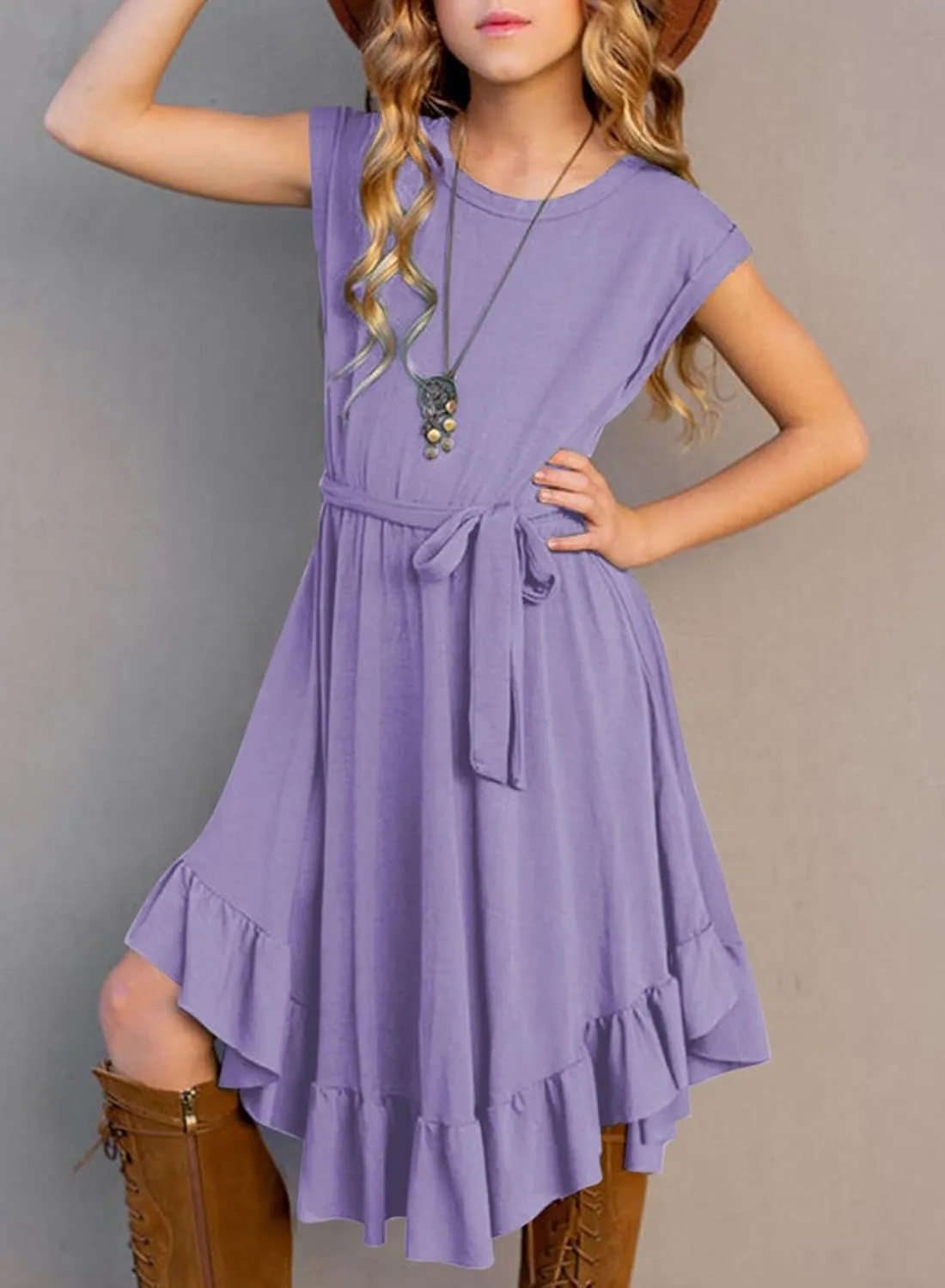blibean Tween Girl Fashion Swing Dress Boho A-line Dresses 4-13 Years