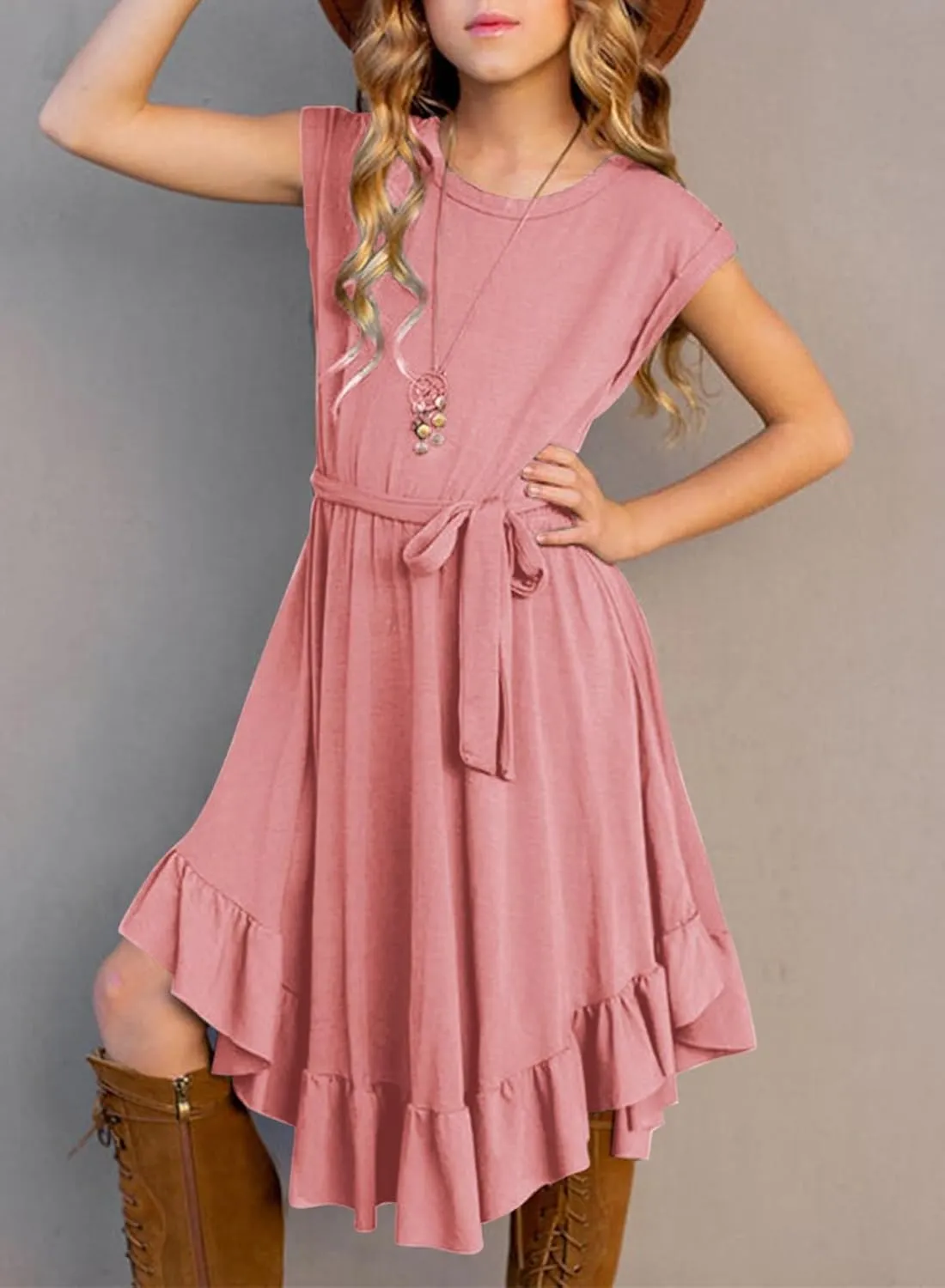 blibean Tween Girl Fashion Swing Dress Boho A-line Dresses 4-13 Years