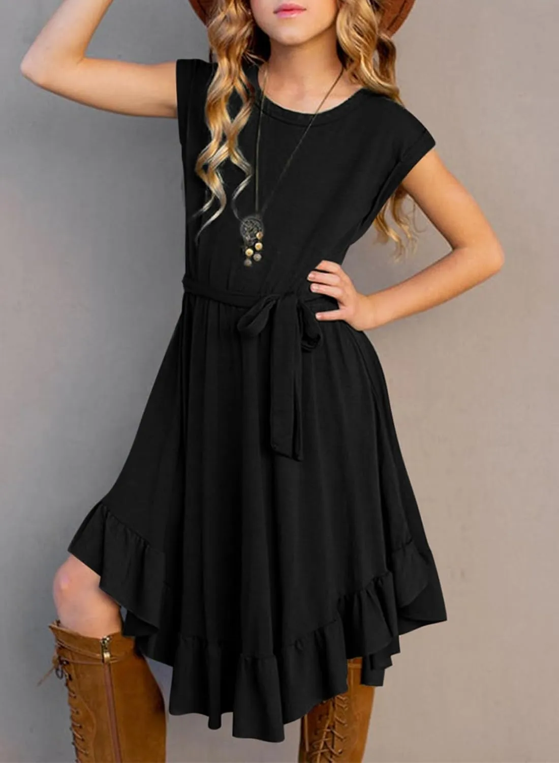blibean Tween Girl Fashion Swing Dress Boho A-line Dresses 4-13 Years