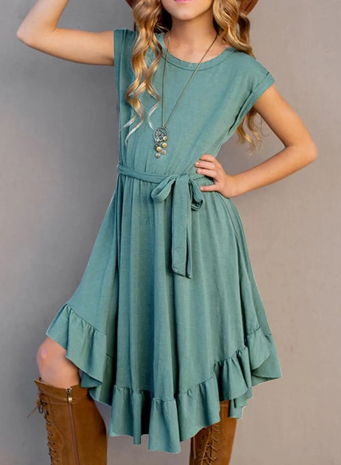 blibean Tween Girl Fashion Swing Dress Boho A-line Dresses 4-13 Years