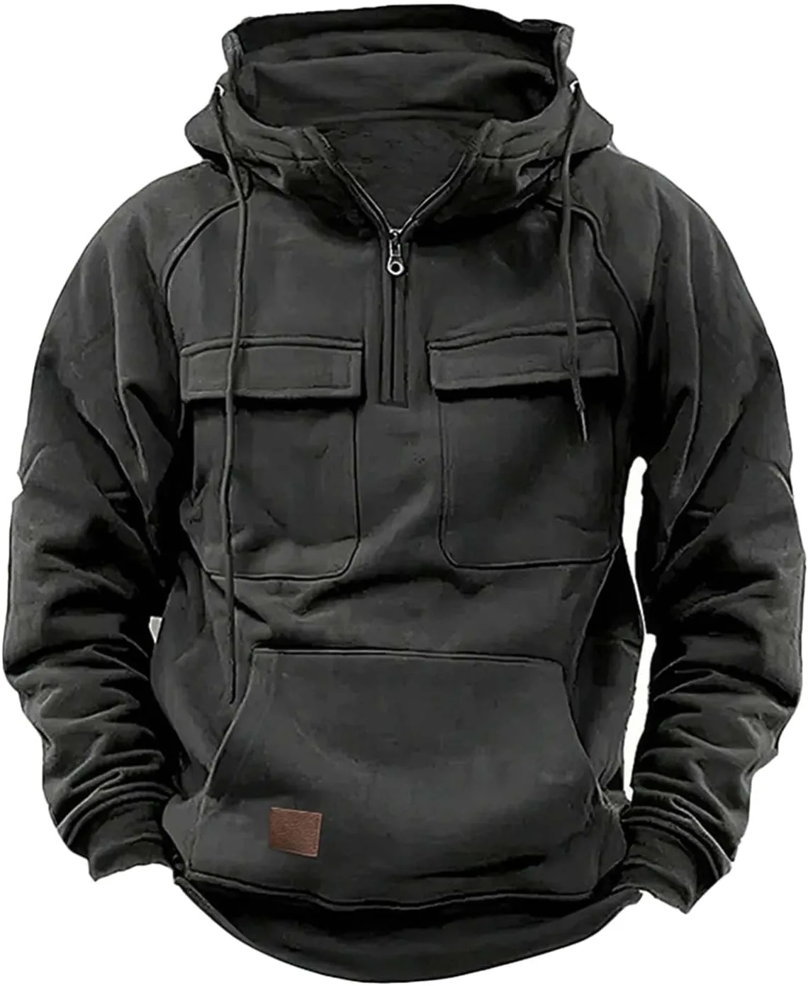 BTDECLAR Hooded Sweatshirt Tactical Gear for Men Military Grade Quarter Zip Cargo Pullover Hoodies Climbing Cycling Jackets