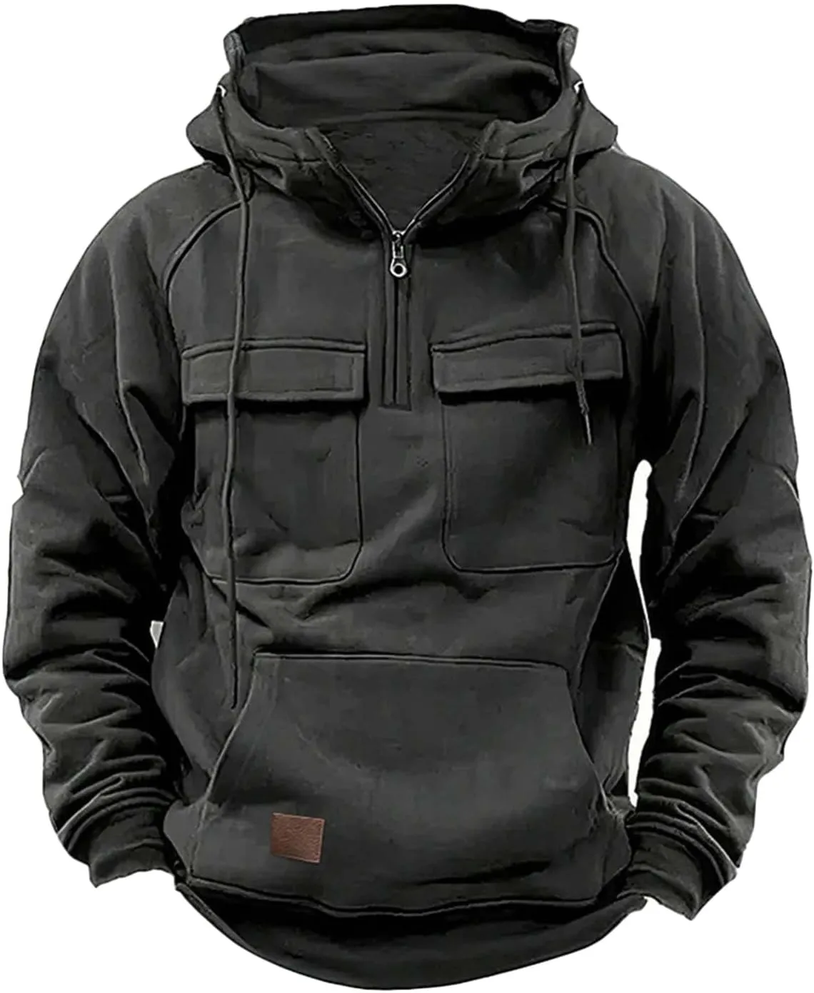 BTDECLAR Hooded Sweatshirt Tactical Gear for Men Military Grade Quarter Zip Cargo Pullover Hoodies Climbing Cycling Jackets