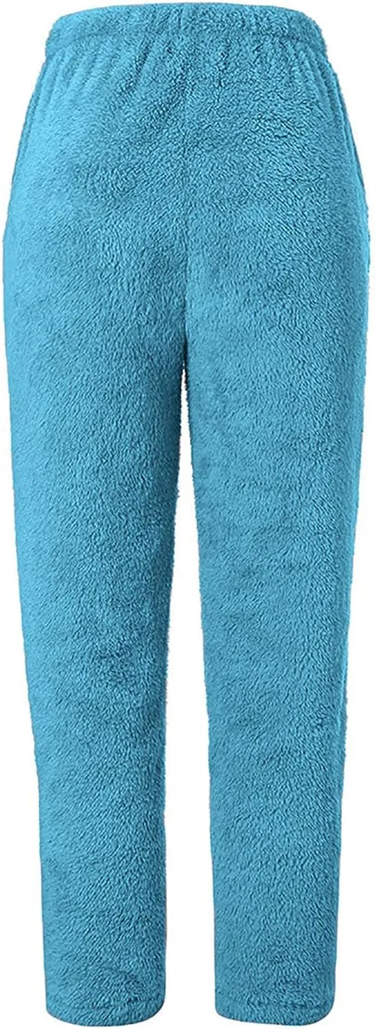 BZGTZT Fleece Pajama Pants For Women Winter Cozy Lounge Pants Warm Soft Sherpa Lined Fleece Pj Bottoms Sleepwear Loungewear
