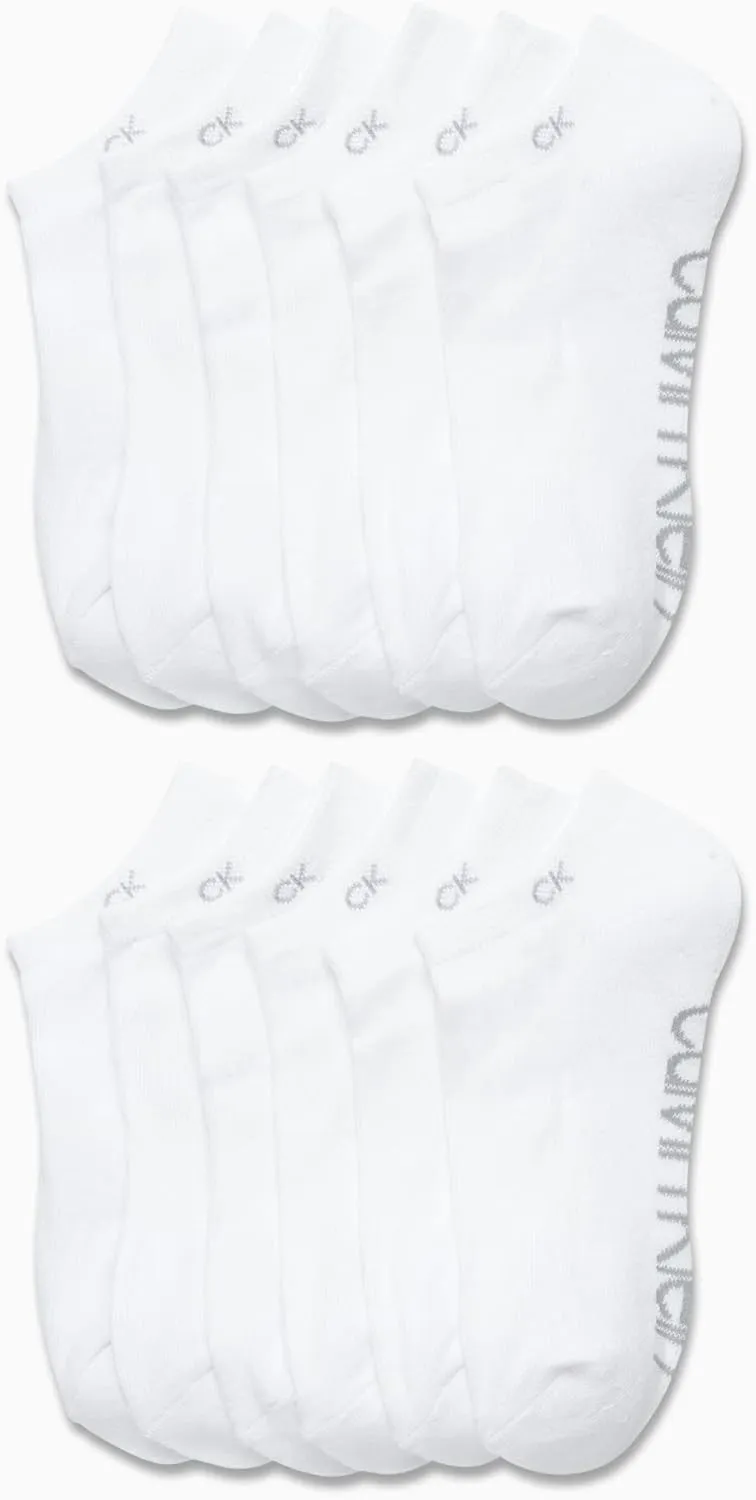 Calvin Klein Women's No Show Socks - 12 Pack Cushioned Athletic Low Cut Ankle for Women - Breathable Sports (4-10)