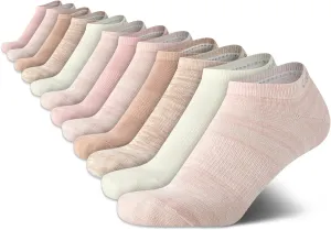 Calvin Klein Women's No Show Socks - 12 Pack Flat Knit Solid Cushioned Athletic Low Cut Ankle Socks for Women (Sizes: 4-10)