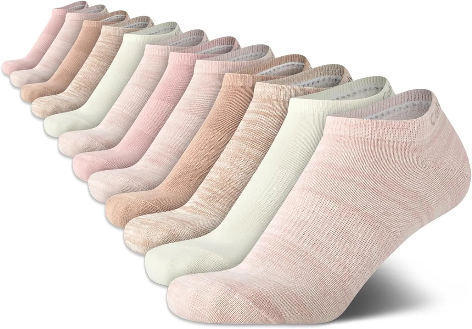 Calvin Klein Women's No Show Socks - 12 Pack Flat Knit Solid Cushioned Athletic Low Cut Ankle Socks for Women (Sizes: 4-10)