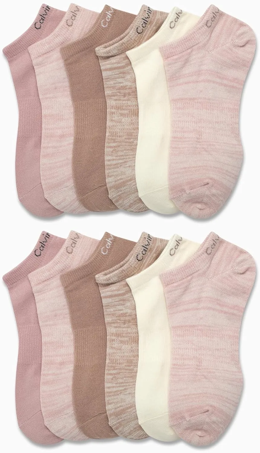 Calvin Klein Women's No Show Socks - 12 Pack Flat Knit Solid Cushioned Athletic Low Cut Ankle Socks for Women (Sizes: 4-10)