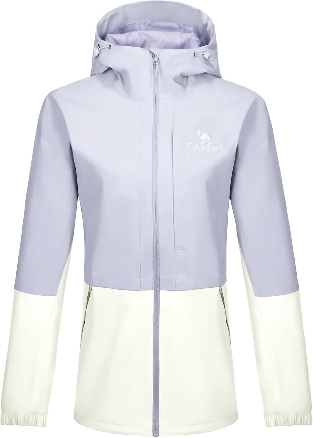 CAMEL Women's Waterproof Rain Jacket Lightweight Raincoat Hooded Softshell Windbreaker