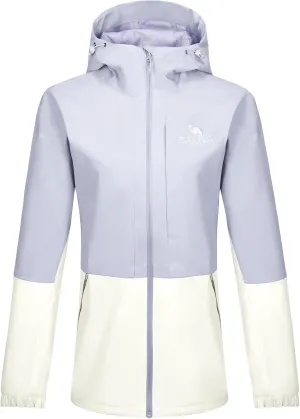 CAMEL Women's Waterproof Rain Jacket Lightweight Raincoat Hooded Softshell Windbreaker