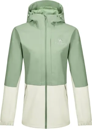 CAMEL Women's Waterproof Rain Jacket Lightweight Raincoat Hooded Softshell Windbreaker