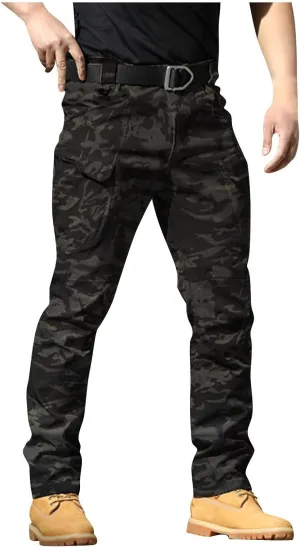 Camo Tactical Pants Men Stretch Waterproof Cargo Work Pants Lightweight Relaxed Fit Hiking Pants Multi Pockets