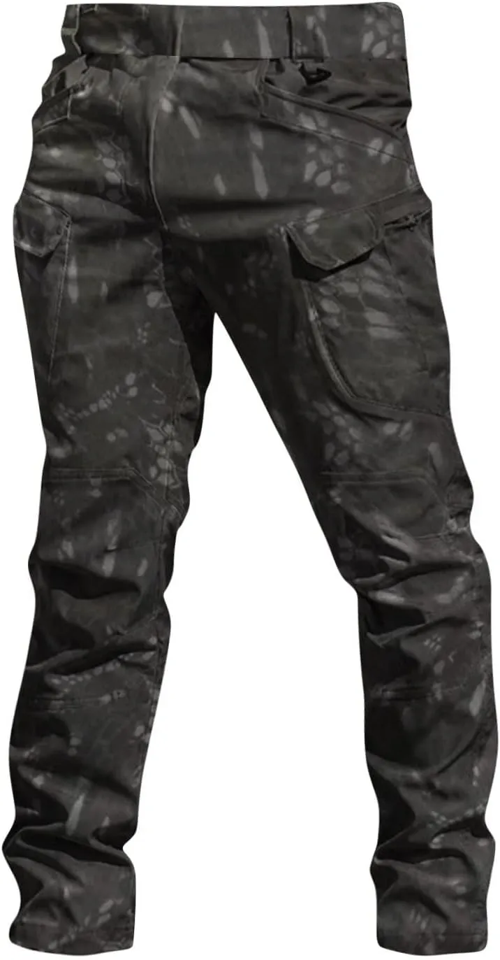 Camo Tactical Pants Men Stretch Waterproof Cargo Work Pants Lightweight Relaxed Fit Hiking Pants Multi Pockets