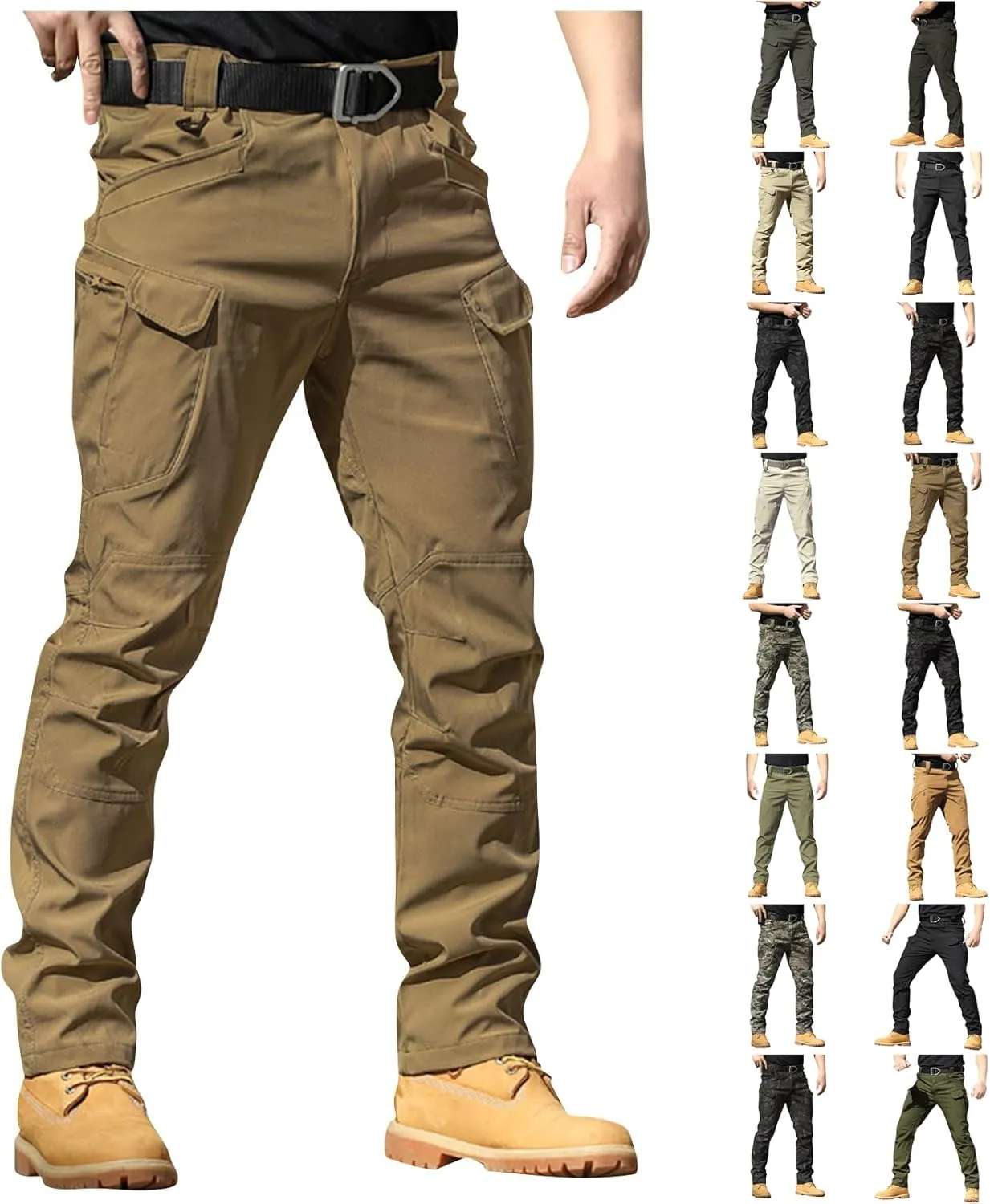 Camo Tactical Pants Men Stretch Waterproof Cargo Work Pants Lightweight Relaxed Fit Hiking Pants Multi Pockets