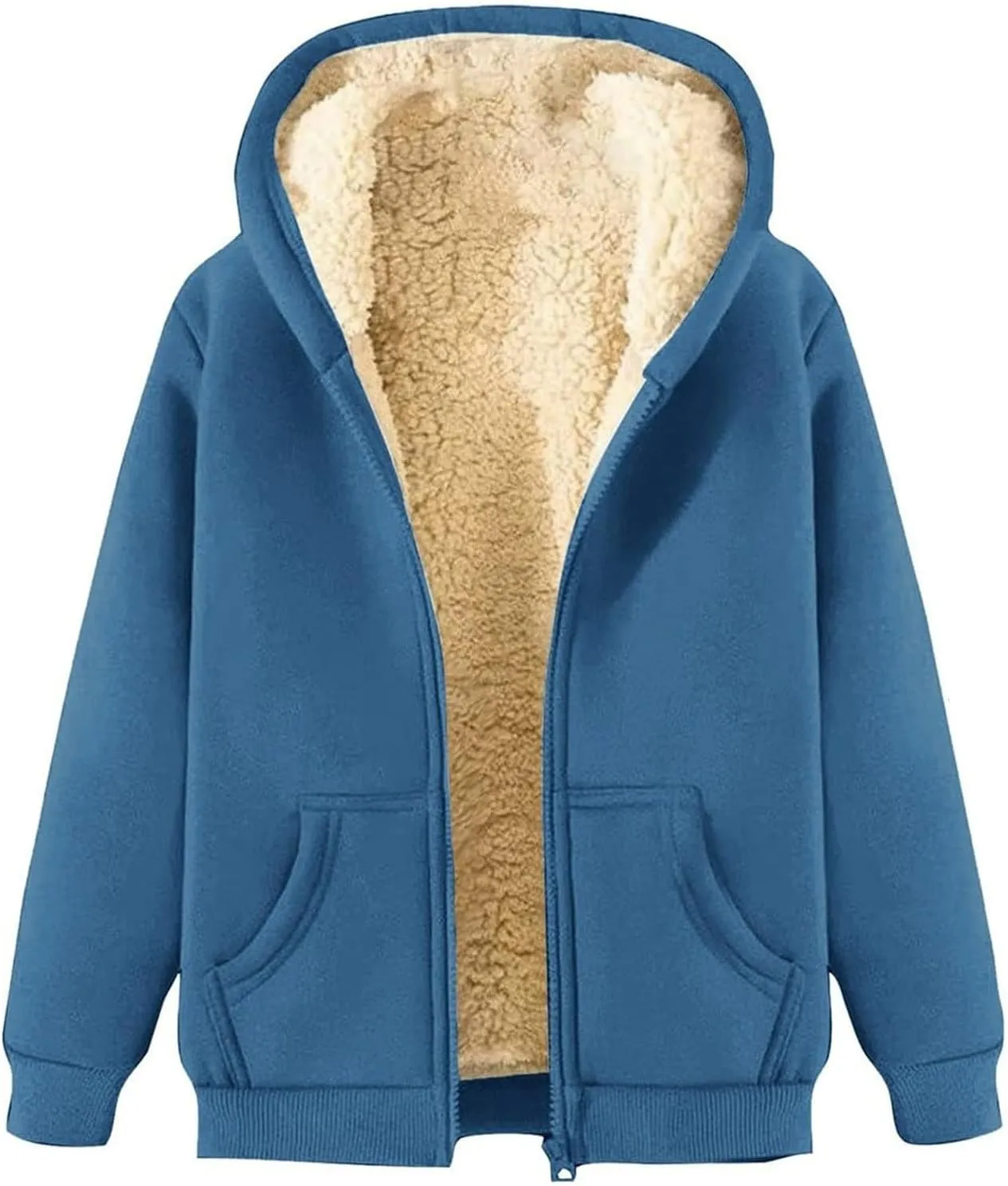Canbebig 2 Piece Outfits Women Sherpa Fleece Lined Sweatsuits Zip Up Hoodie and Sweatpants Sets Matching Sets Warm Sets