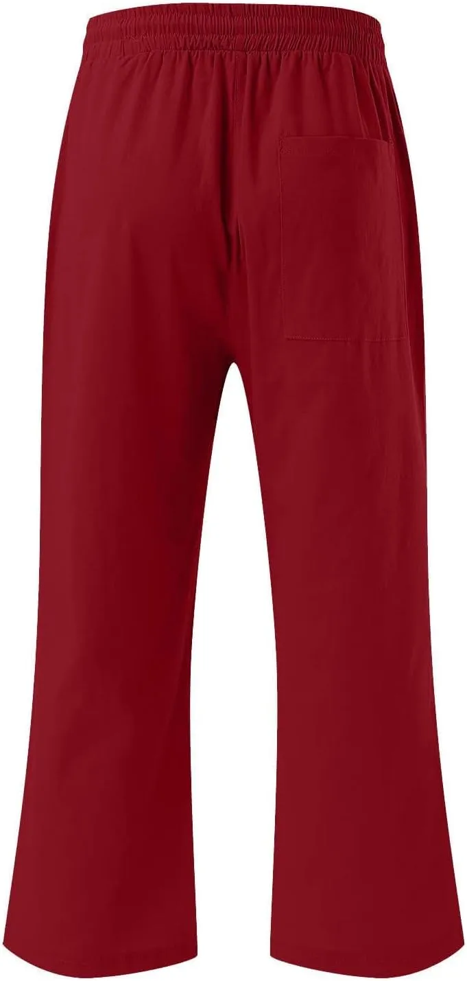 Capri Pants for Women Casual Summer Cotton Linen Pant Beach Trendy Straight Leg Cropped Trouser