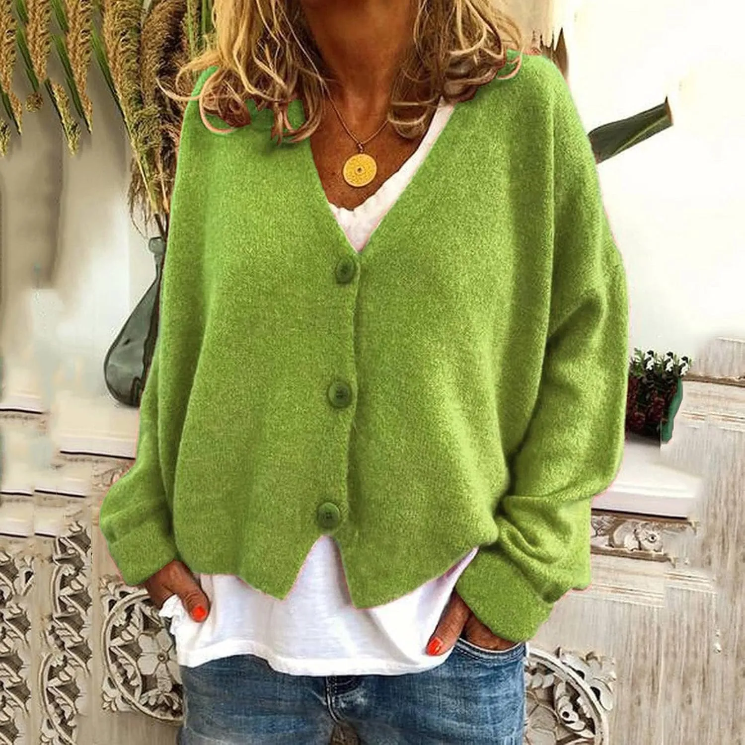 Cardigan Sweaters for women Casual Button Down Long Sleeve Knit Cropped Open Front Sweaters Wool Blend Sweater Jacket